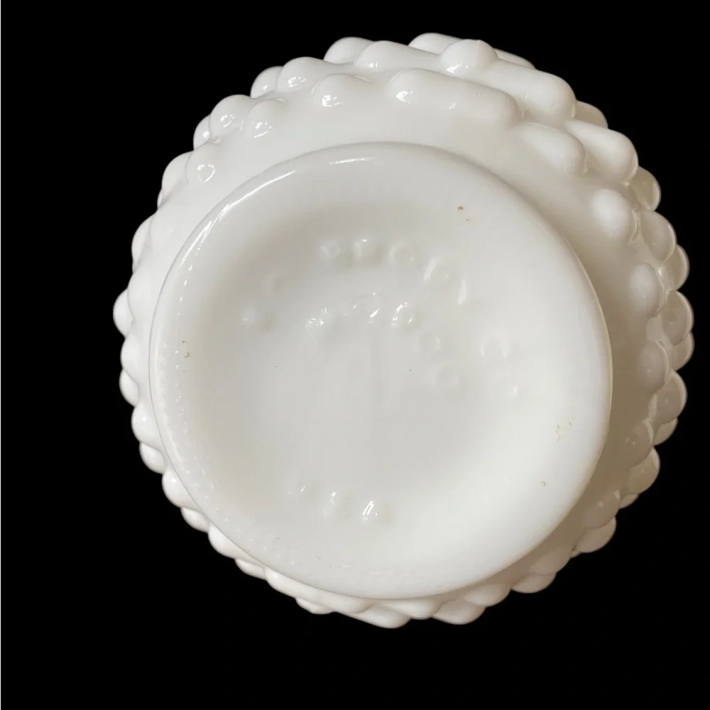 Vintage EO Brody White Milk Glass Hobnail Bud Vases Pair MCM